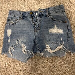 Vestique Size XS Blue Distressed Jean Shorts Frayed Hem